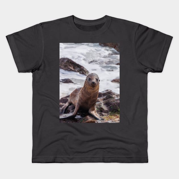 Sea Lion on the Shore Kids T-Shirt by SafariByMarisa